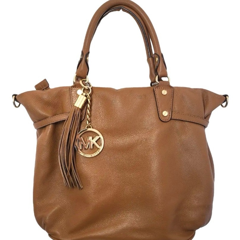 Michael Kors Tan Leather Tote with Gold Accents‎